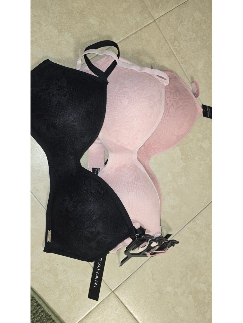 Tahari 3 Pack Bras 36B Black Pink NWT